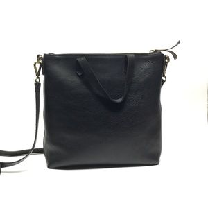 Madewell Zip Top Transport Crossbody Black Leather